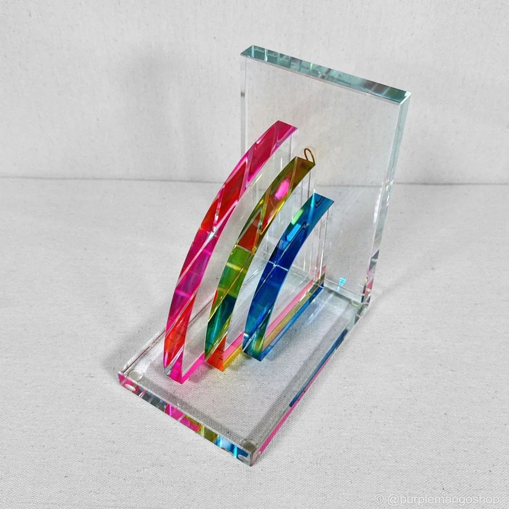 NWOT MAX STUDIO Single Glass Rainbow Bookend Modern Sculptural Decor‎ | *READ*